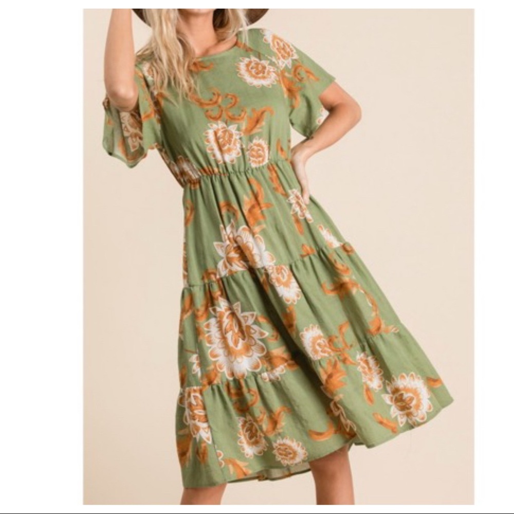 Boho Floral Print Midi Dress - Picture 5 of 8